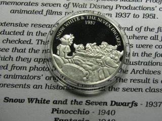 Snow White & The Seven Dwarfs Disney 1937 Masterpieces 999 Silver Coin Rare 0907