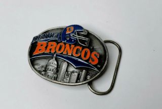 Rare Vintage Numbered Nfl Pewter Belt Buckle Denver Broncos 1991