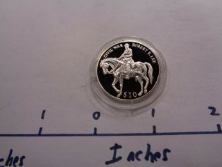 General Robert E.  Lee Confederate Civil War $10 Liberia 999 Silver Coin Rare P - 4