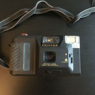 Rare Pentax Pino 35s - 35mm Film Camera W/ Flash 1:3.  8 Macro Lens 45cm Vintage