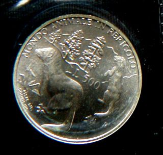 1993 San Marino Italy Rare Silver Coin 500£ Unc World Amimal Plastic Box