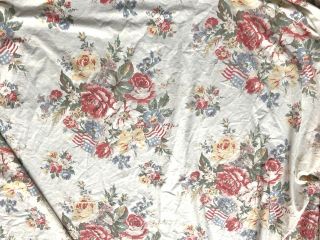 Rare Ralph Lauren Dylans Grove Queen Fitted Sheet Floral Flags Cream Euc