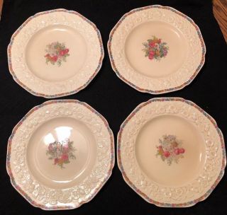 Crown Ducal Dinner Plates Gainsborough Charm 10” Set Of 4 Rare Vintage England