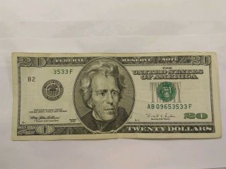 1996 $20 Dollar Bill Print Fold Huge Error Rare Unique Ink Error Missing Numbers