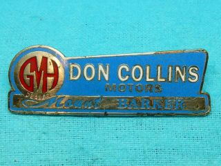 Rare C1940 Gmh Dealer Don Collins Motors Mount Barker Blue Enamel Hat Badge