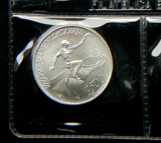 1987 San Marino Rare Silver Coin 500£ Yugoslavia Winter Olympics Unc Plastic Box
