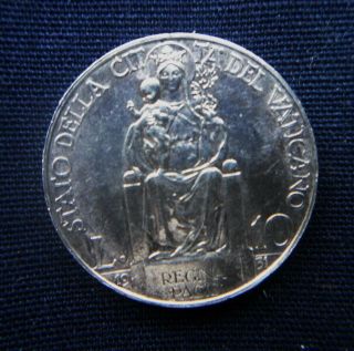 1931 Vatican Italy Rare Silver Coin 10 Lire Xf,  Regina Pacis Pius Xi