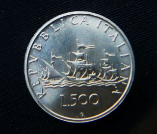 1998 Italy Rare Silver Coin 500 Lire Unc Columbus
