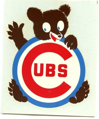 Chicago Cubs Decal - Sticker Cubbie Bear Rare Vintage 1970 
