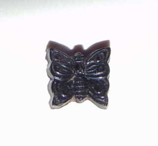 Very Rare Tiny Tiny Vintage Small Realistic Butterfly Black Glass Button 2004a