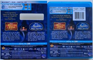 ALADDIN & THE KING OF THIEVES & THE RETURN OF JAFAR BLU RAY DVD,  RARE SLIPCOVER 2