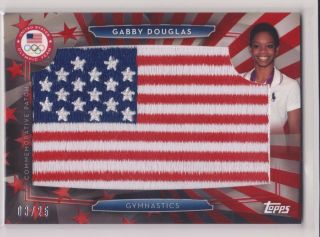 Rare 2016 Topps Olympic Gabby Douglas Flag Patch Card /25 Usa Gymnastics