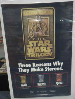 Vintage 1990s Star Wars The Trilogy Soundtrack Promo Poster Rare