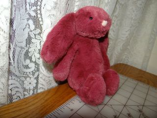 Rare Jellycat Bashful Bunny Plush 7” Dark Pink Plum Raspberry Rabbit Stuffed