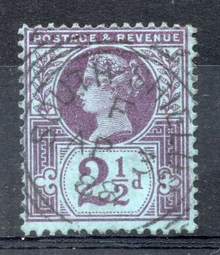 Gb = Postmark - `south Shields` Squared Circle.  1887 Jubilee 2 - 1/2d Sg201.  Rare.
