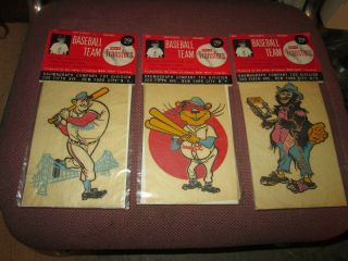 Rare Vintage Baseball Team Iron - On Transfers Tigers,  Los A,  Giants 1960