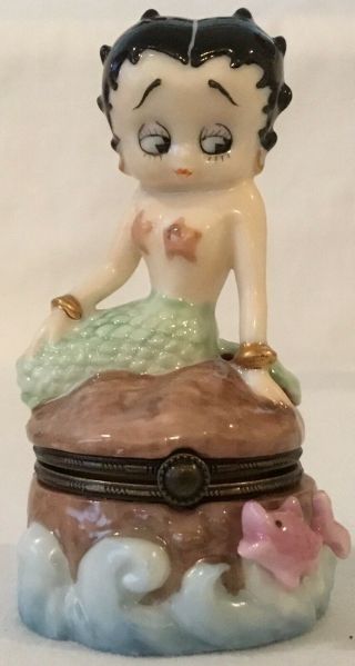 Betty Boop Rare " Mermaid " Porcelain Hinged Trinket Box 1998 Kfs/fs Hearst