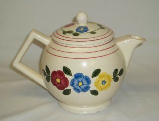 Rare Blue Ridge Southern Pottery Daisy Chain Square Round Coffee Tea Pot W/ Lid