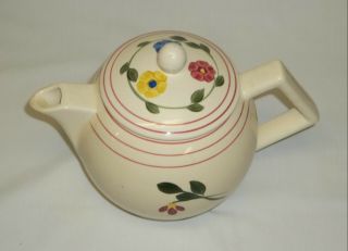 RARE Blue Ridge Southern Pottery Daisy Chain Square Round Coffee Tea Pot w/ Lid 4