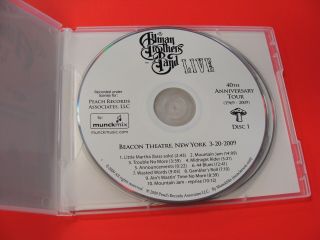 Allman Brothers Band Live Beacon Theatre York 3 - 20 - ' 09 March 20 2009 CD RARE 2