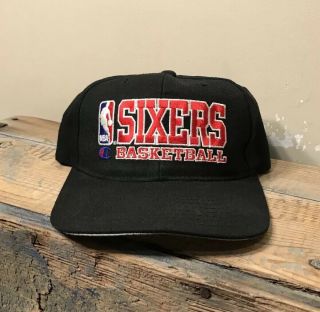 Vintage Philadelphia 76ers Sixers Champion Basketball Snapback Hat Wool Cap Rare