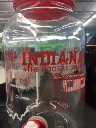 Rare Vintage Sun Tea Glass Jar,  “indiana The Hoosier State”,  1 Gallon
