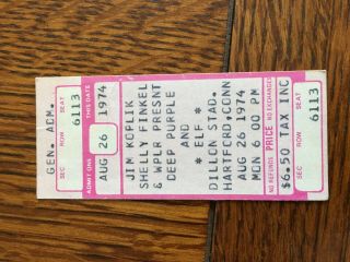Rare Deep Purple And Elf (w/ronnie James Dio) Ticket Stub 1974 Hartford Ct