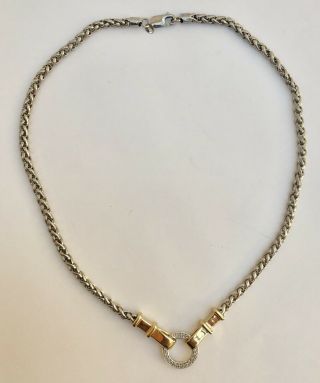 Rare Hard Find ALWAND VAHAN Diamond Sterling Silver & 14k Gold Necklace - NR 2