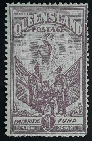 Rare 1900 - Queensland Australia 1d (6d) Claret Boer War Patriotic Fund Stamp