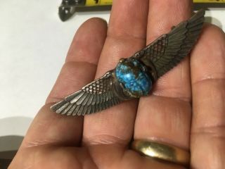 Rare Antique Egyptian Revival Brooch - Winged Cobra w/ Scarab Beetle NR 7