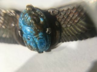 Rare Antique Egyptian Revival Brooch - Winged Cobra w/ Scarab Beetle NR 8