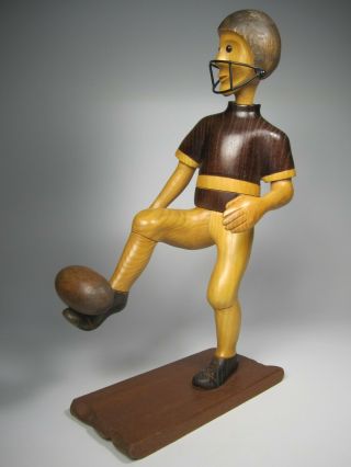 Rare Vintage Romer Football Player Hand Carved Figurine 13” Made In Italy