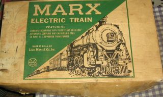 Rare 1953 Marx Up Union Pacific 666 Steam Locomotive Freight Train Set.  Running