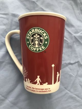 Starbucks Red & White 16 Oz Coffee Tea Mug Cup Holiday 2006 Rare & Collectible