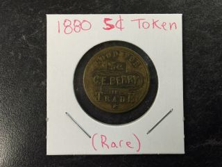 1880 5 Cent Trade Token Rare C.  E.  Berry The J.  M.  Brunswick & Balke Cos.  Check