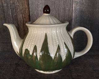 Rare Vintage Shawnee Pottery Co.  1941 White Corn King Teapot 2
