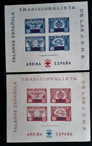 Rare 1937 Spain Civil War Issue Cinderella Minisheets W 4 Stamps