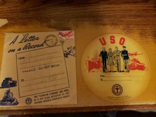 Wwii Uso Letter On A Record 7 " Vinyl Rare 1943
