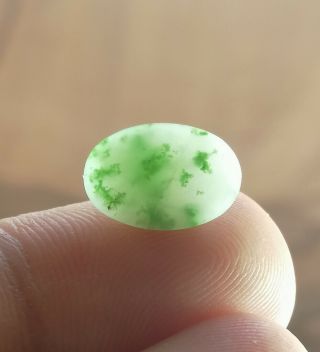 2.  55ct Represent First Time Ice Jade W/rare Unknown Green Dots Cut Gemstone@pak