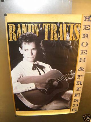 Randy Travis Large Rare 1990 Promo Poster Heroes & Friends