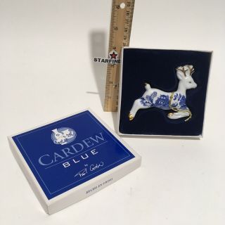Paul Cardew Blue White Deer Doe Reindeer Christmas Xmas Porcelain Ornament Rare