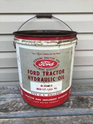 Rare Vintage Ford Tractor Hydraulic Fluid Five Gallon Bucket Pail Can