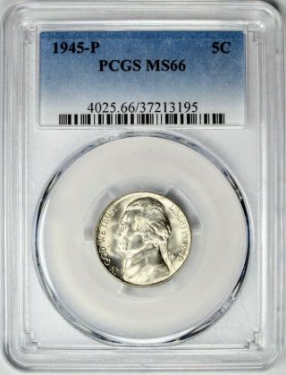 1945 - P Silver Jefferson Pcgs Ms66 War Nickel Key Rare Grade Gem Ww2 Philadelphia
