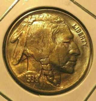 Rare 1938 D/s (d Over S Error) Uncirculated Buffalo Nickel