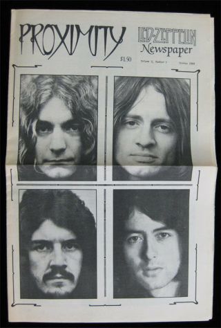 Proximity Led Zeppelin Newspaper _rare_ 9 1983 Vtg Fanzine - Vinyl Sleeve Guide
