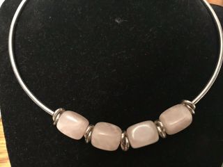 Silpada Sterling Silver And Rose Quartz Choker Necklace N1310 Heavy Rare