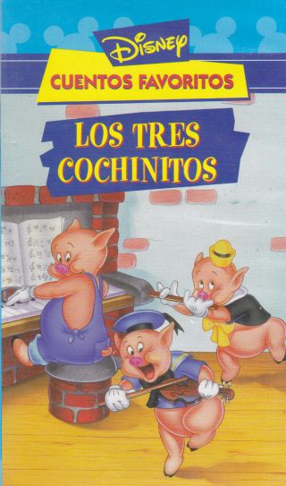 Disney Espanol Los Tres Cochinitos Three Little Pigs Vhs Oop Rare