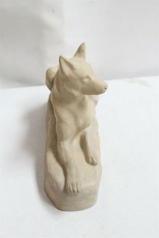 VERY RARE Morrison Terra Cotta Arts Crafts Shephard Dog Lying Down Pottery Fig 2