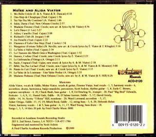 Moïse & Alida Viator - Mo Belle Creole CD (1999 RARE) Cajun/Zydeco Blues? 2