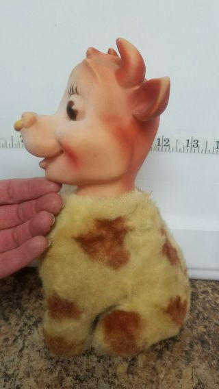 Vintage Rushton My Toy Happy Bull Cow Rubber Face Head Plush Body 9 " Rare